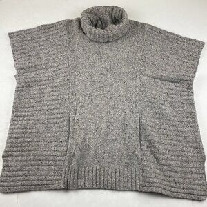 Athleta Donegal Passage Cowl Neck Sweater Poncho Women's XS Wool Blend Pocket